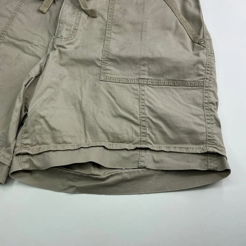 Sonoma Khaki Utility Cargo Shorts Womens 10 Tan Drawstring Cotton Blend